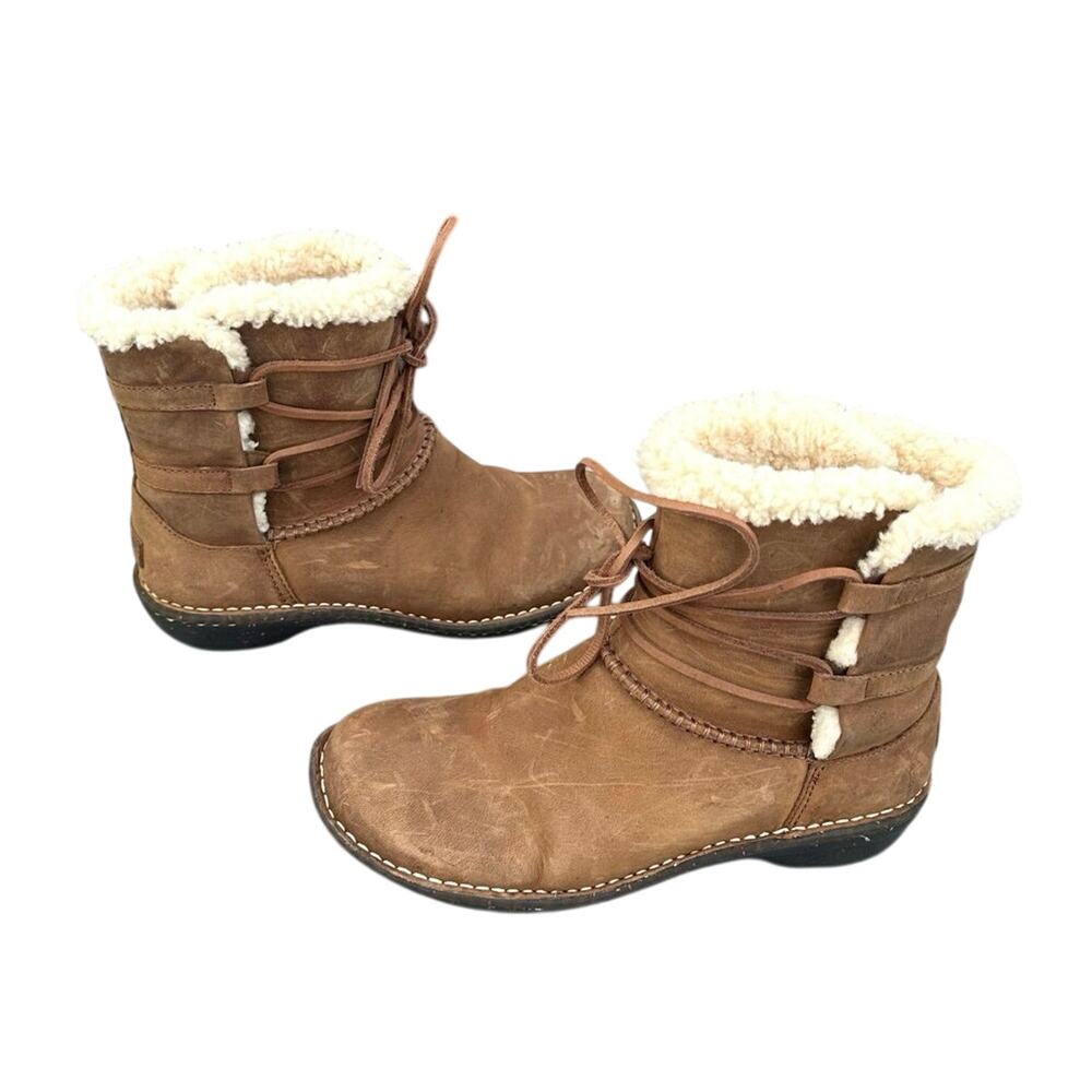 UGG Brown Ankle Boots with Shearling Lining